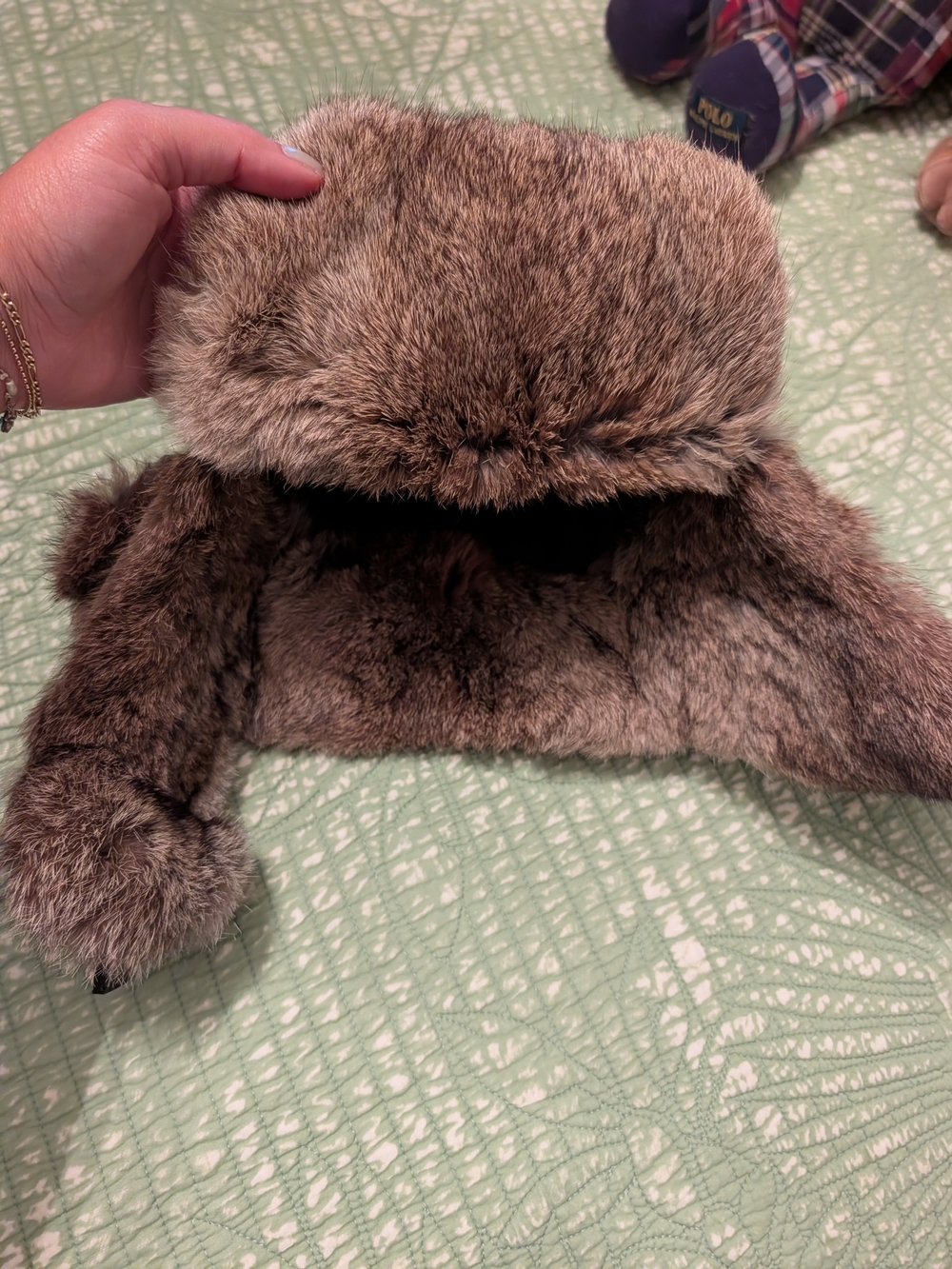 LightGreen Fur Trapper Hat in Brown